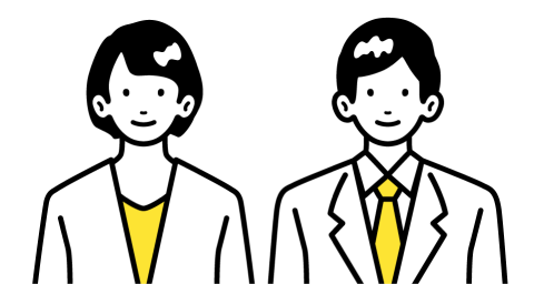 正面を向いている二人のイラスト